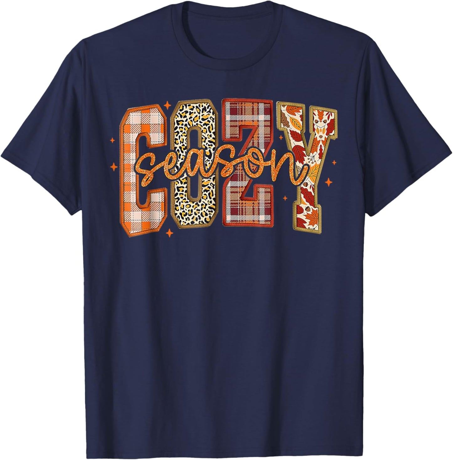 Cozy Season , Retro Fall season, Thanksgiving T-Shirt - T-Shirt | Navy