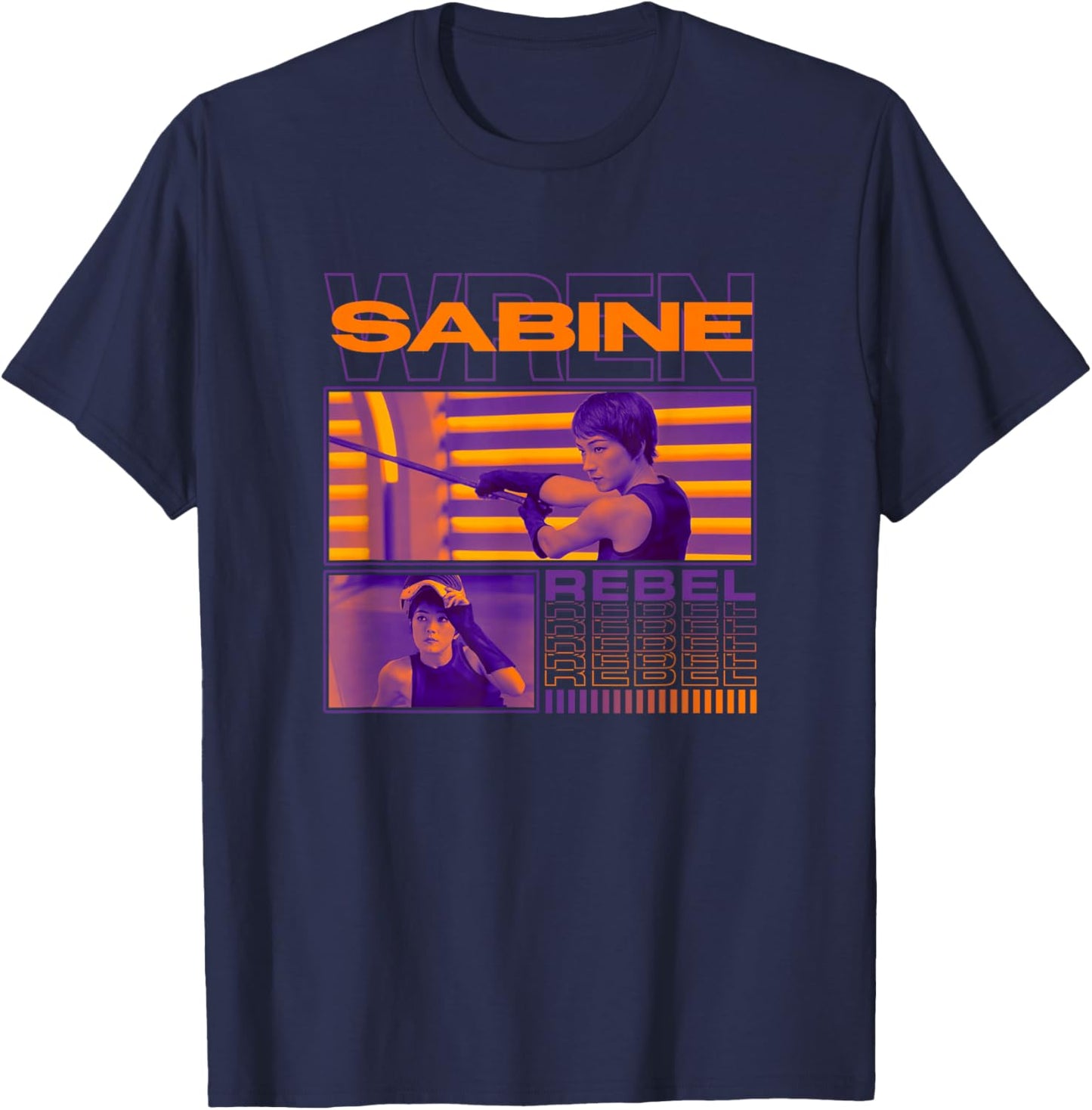Star Wars: Ahsoka Sabine Wren Retro Rebel Knight Panels T-Shirt - T-Shirt | Navy