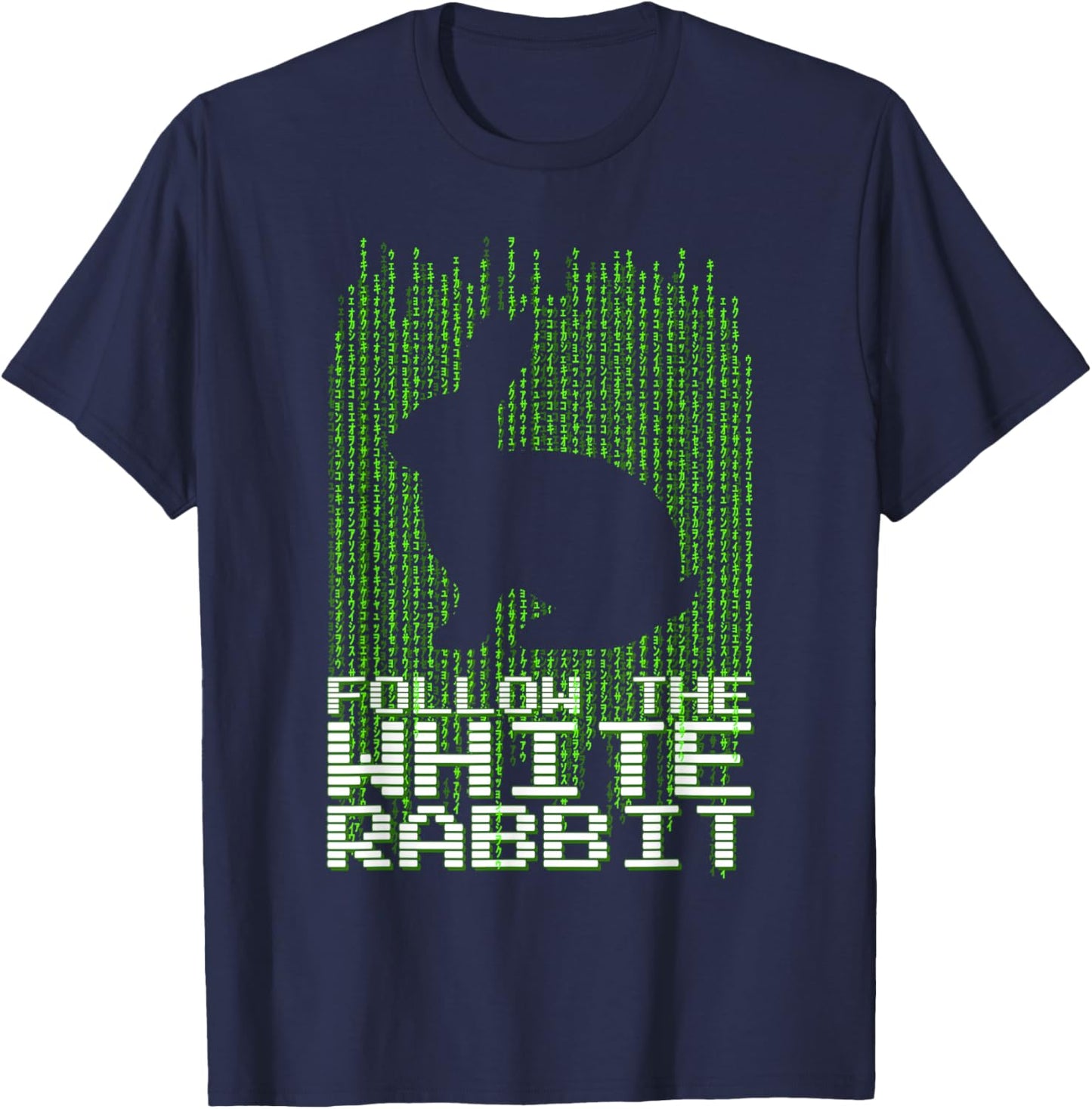 Follow the White Rabbit Code Quote T-Shirt - T-Shirt | Navy