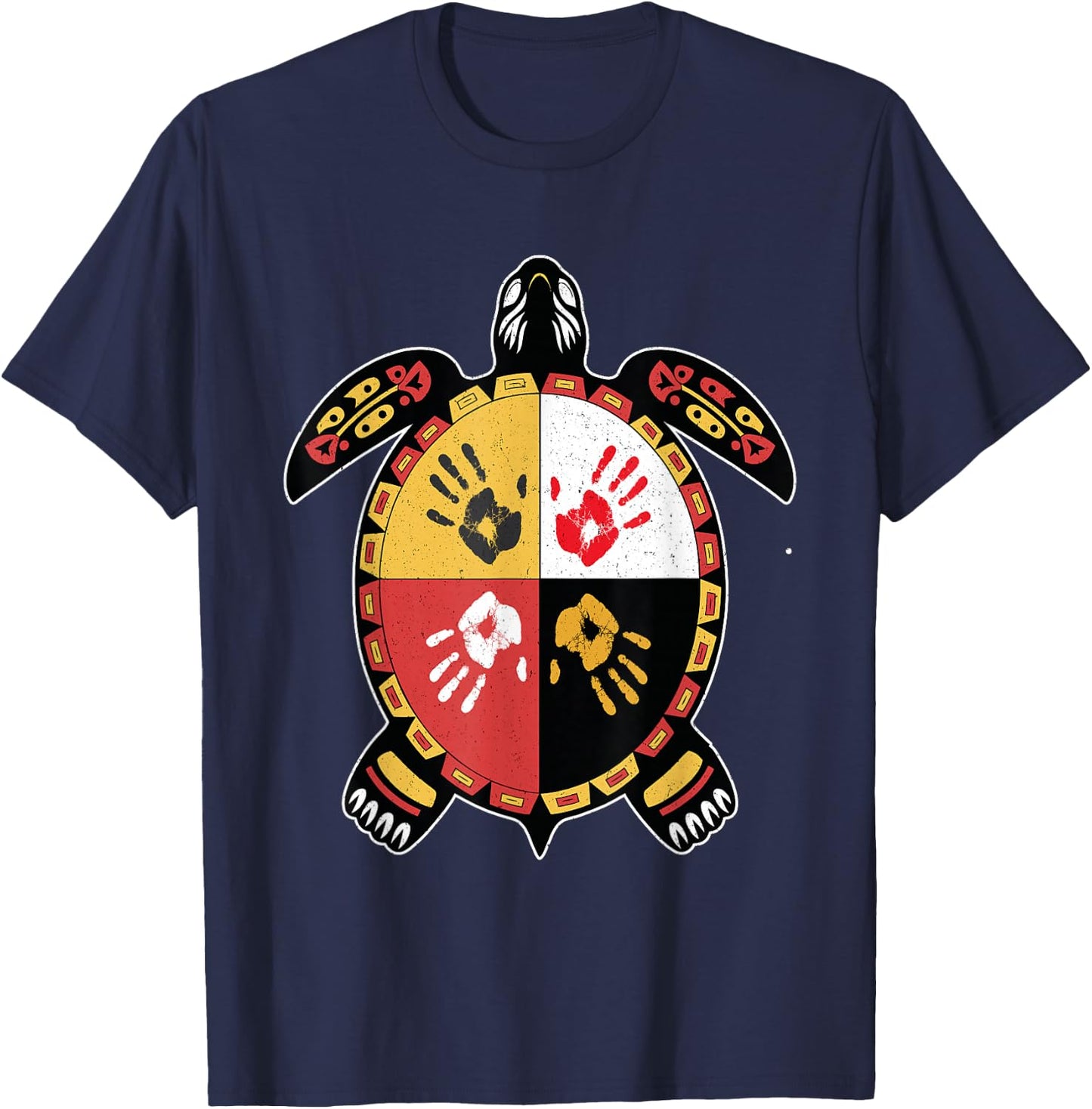 Medicine Wheel Turtle MMIW indigenous Native American T-Shirt - T-Shirt | Navy
