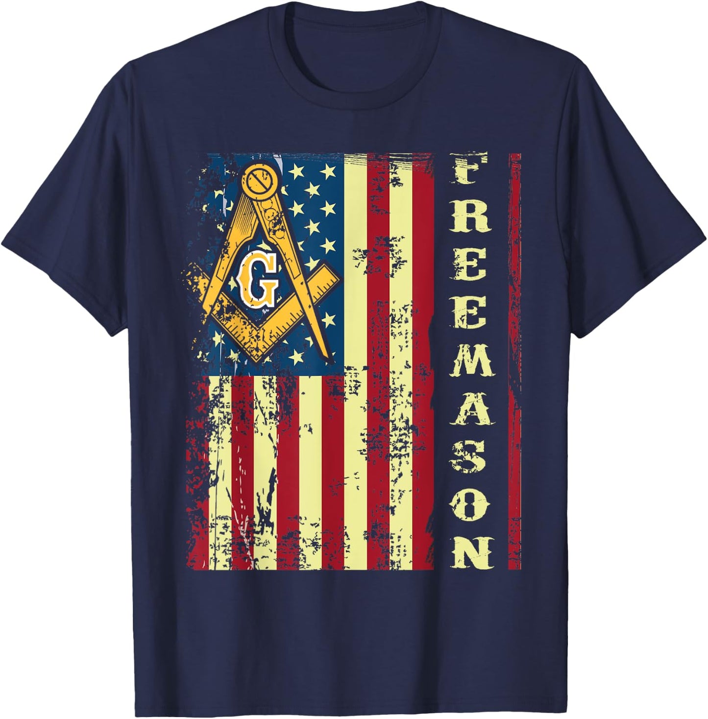 Freemason US Flag 4th of July Independence Parents' Day T-Shirt - T-Shirt | Navy