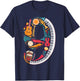 Musical Instruments Theme 9th Birthday Musician Music Player T-Shirt - T-Shirt | Navy