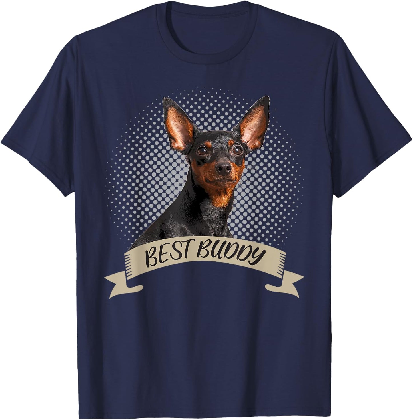 Miniature Pinscher Best Buddy Pet Portrait T-Shirt - T-Shirt | Navy