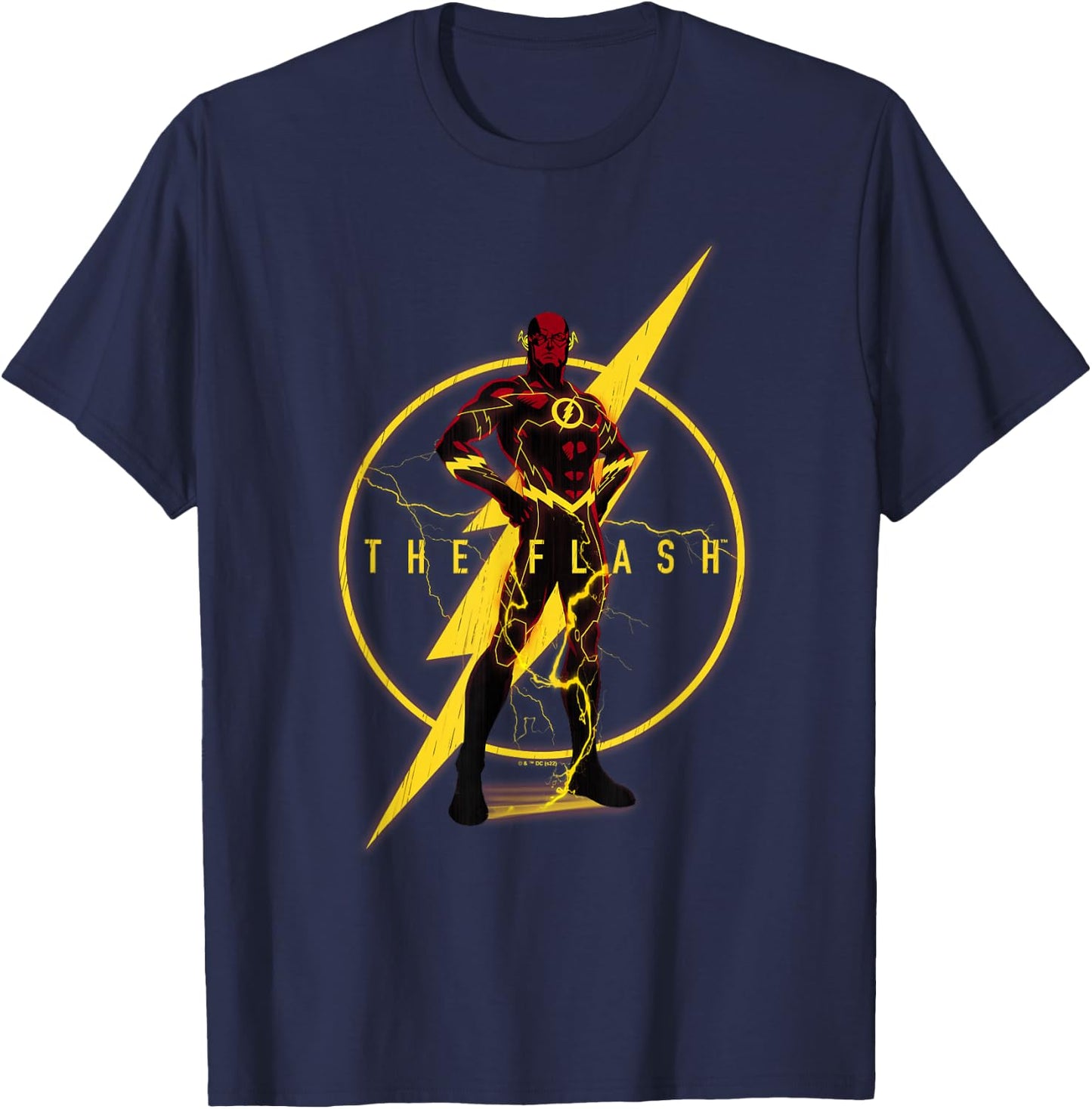 DC Comics Justice League The Flash Lightning Bolt Poster T-Shirt - T-Shirt | Navy