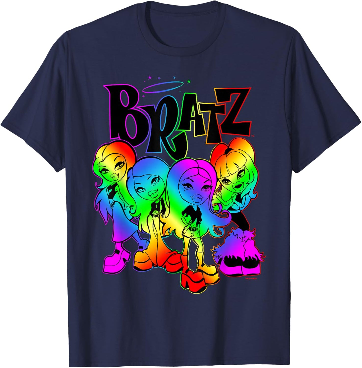 Bratz Group Shot Rainbow Gradient T-Shirt - T-Shirt | Navy
