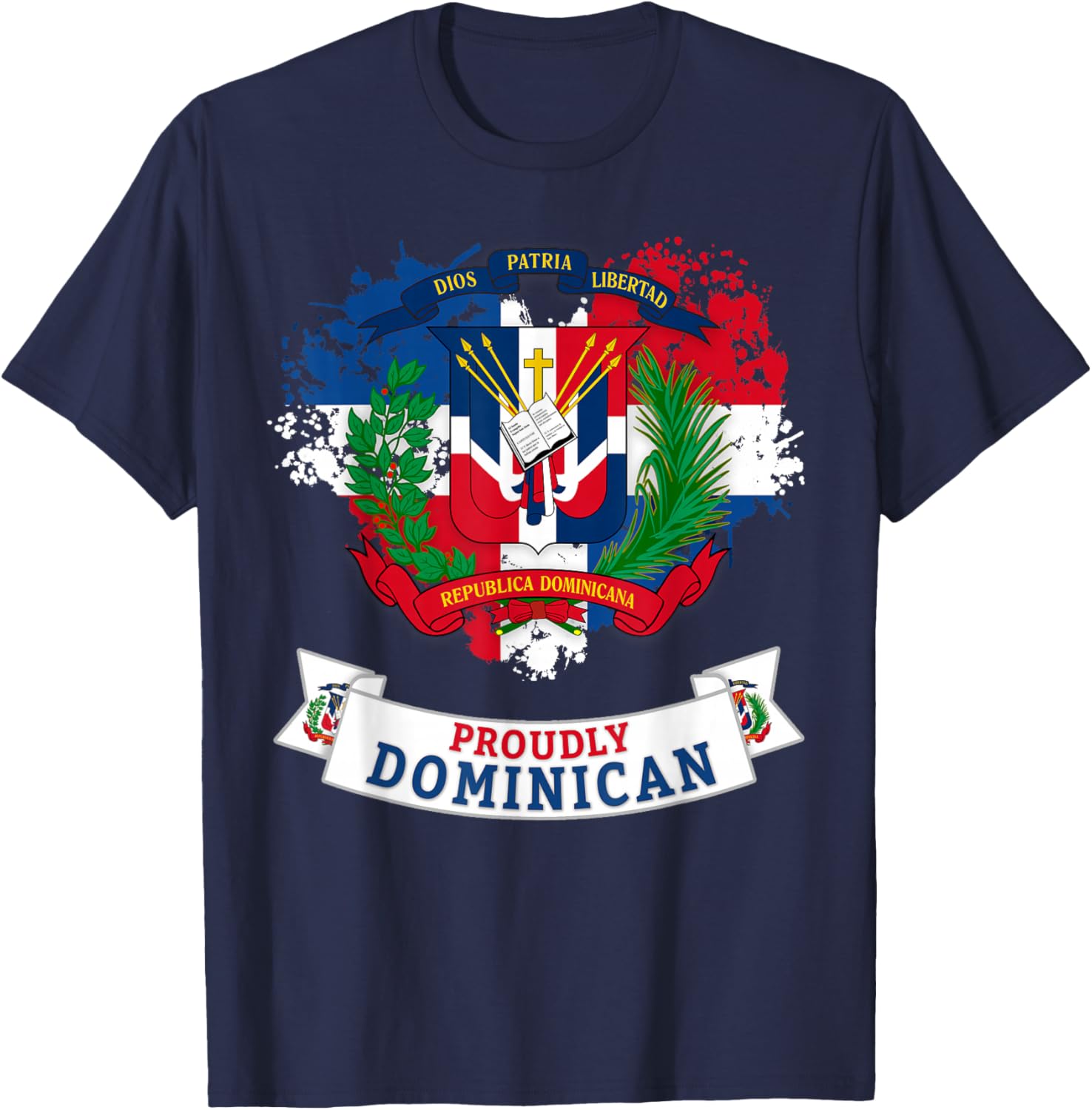 Coat of Arms Republica Dominicana For Kids & Dominican Flag T-Shirt - T-Shirt | Navy