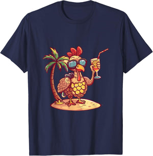 Cute Turkey On Vacation Summer Party Women Kids T-Shirt - T-Shirt | Navy