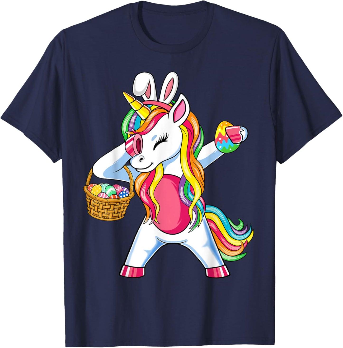 Easter Unicorn Shirt With Eggs Happy Easter Boys Girls Kids T-Shirt - T-Shirt | Navy