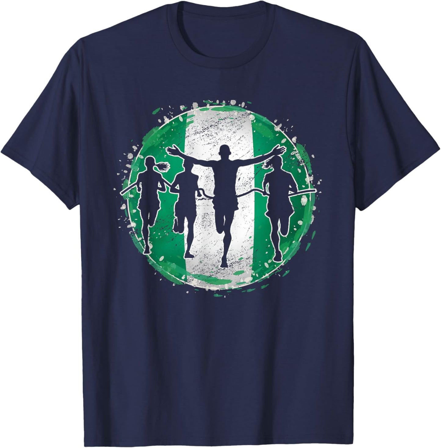 Running Marathon Runners Nigeria Nigerian Flag Nigeria T-Shirt - T-Shirt | Navy