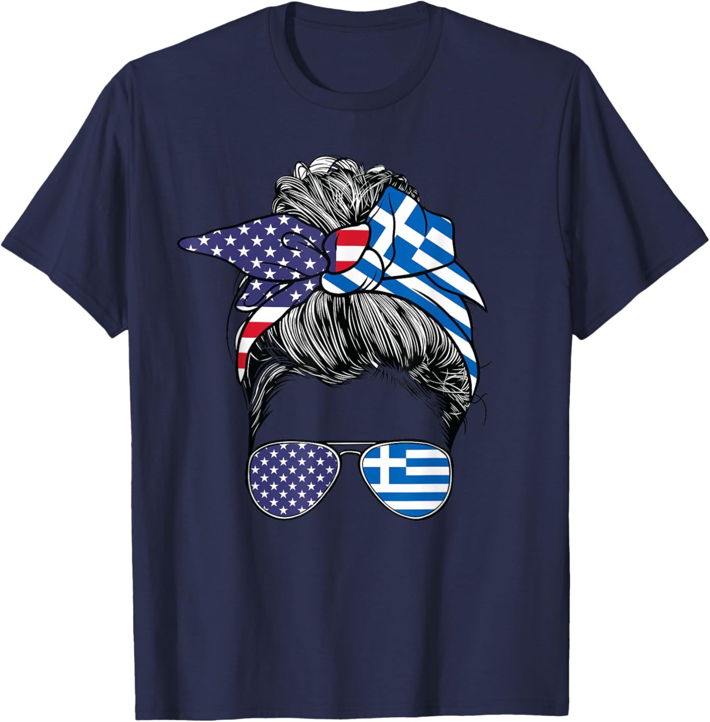 Greek Women Girl USA Heritage American Greece Flag T-Shirt - T-Shirt | Navy