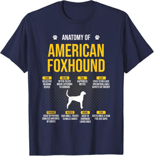 Anatomy of American Foxhound Dog Lover T-Shirt - T-Shirt | Navy