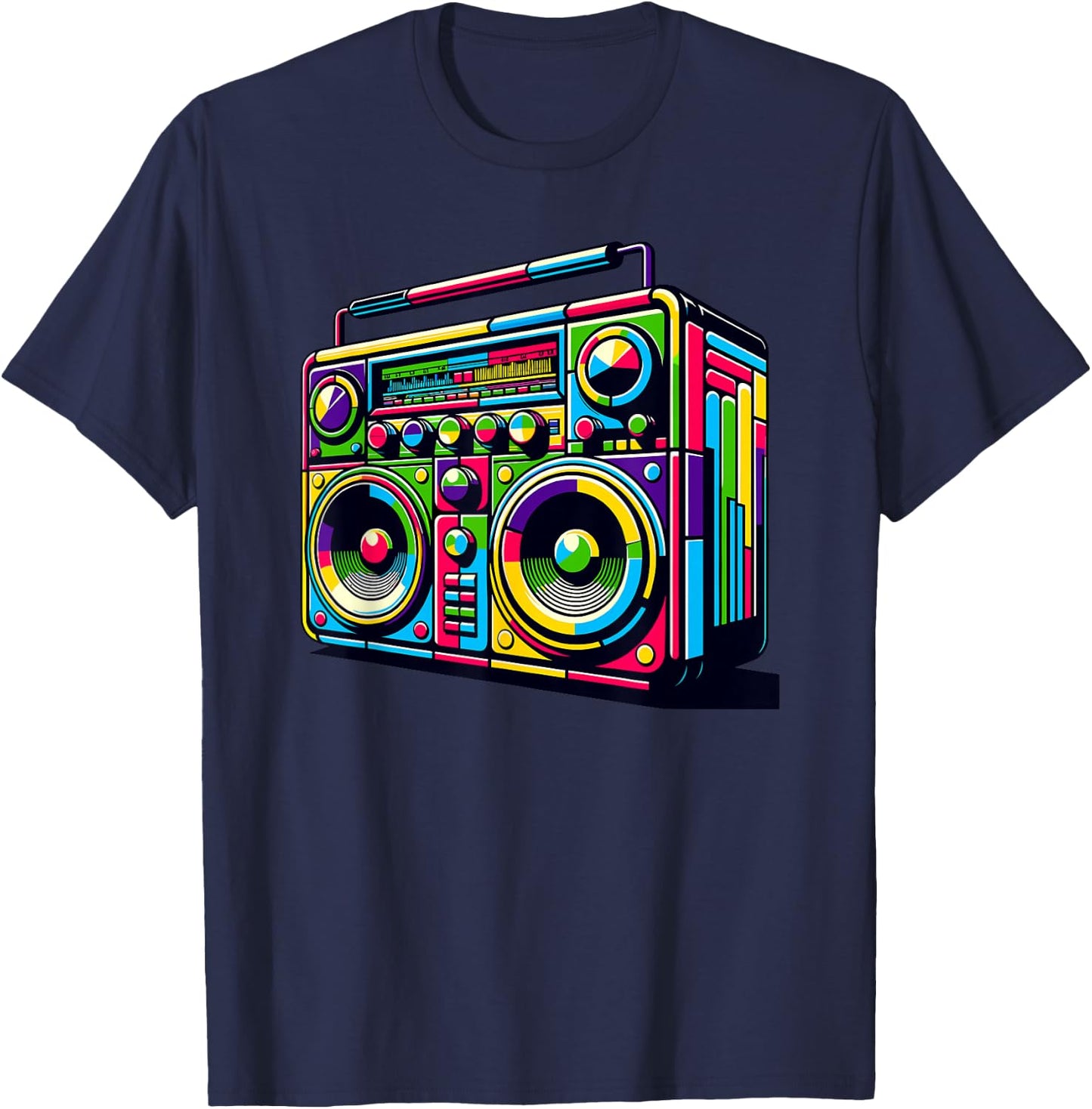 Boombox Old School 80s Music Hip Hop T-Shirt - T-Shirt | Navy