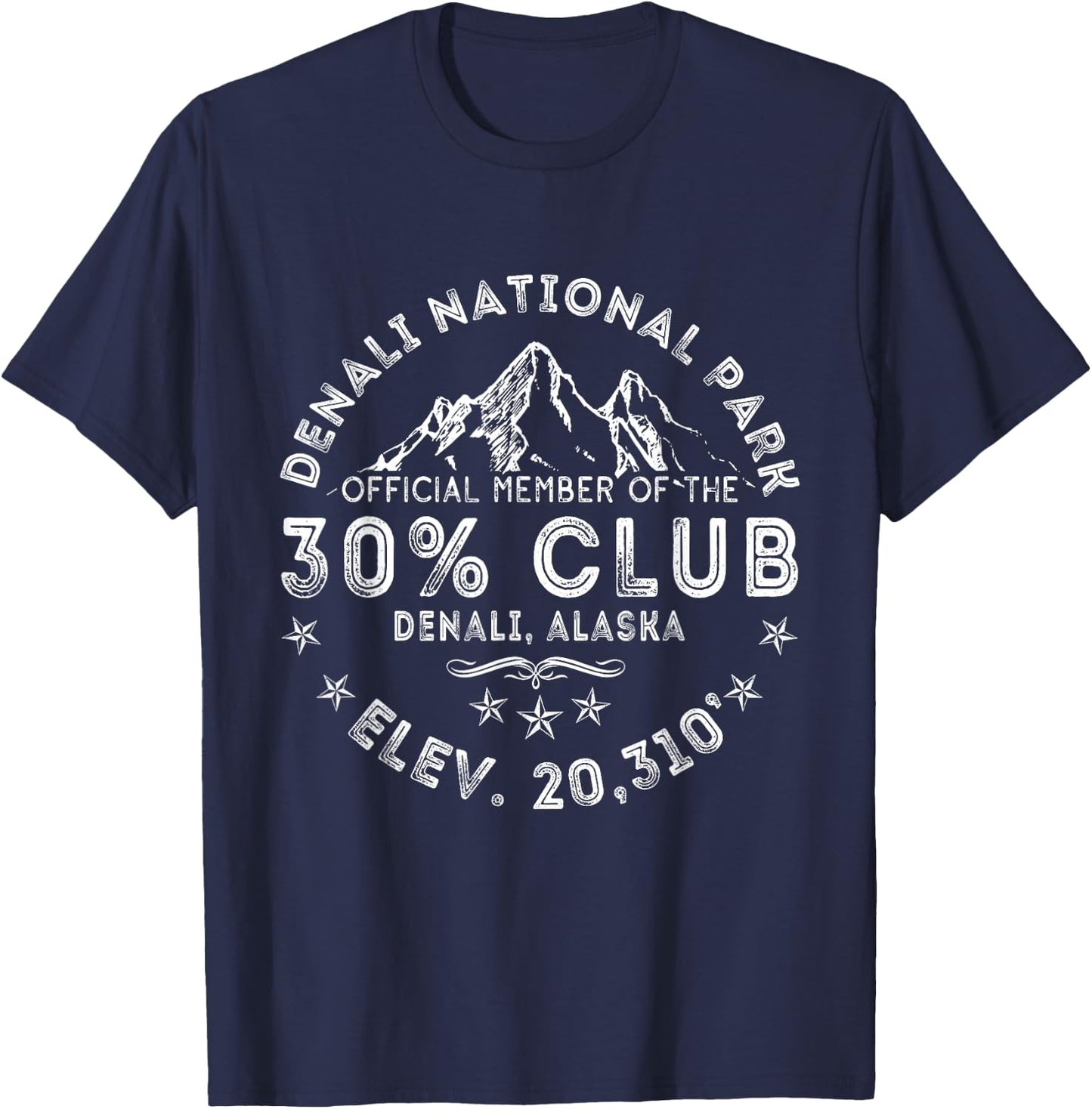 Retro Denali 30% Club Alaska National Park Denali Alaska T-Shirt - T-Shirt | Navy