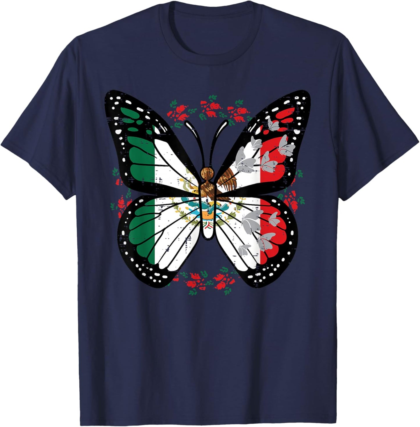 Mexican Independence Day Butterfly Mexico Women Girls Kids T-Shirt - T-Shirt | Navy