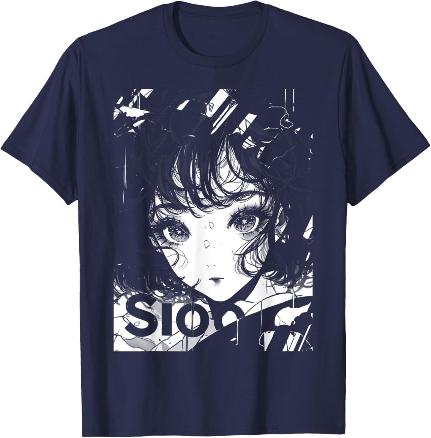 80s 90s Anime Manga Girl | Kawaii Shojo Streetwear Harajuku T-Shirt - T-Shirt | Navy
