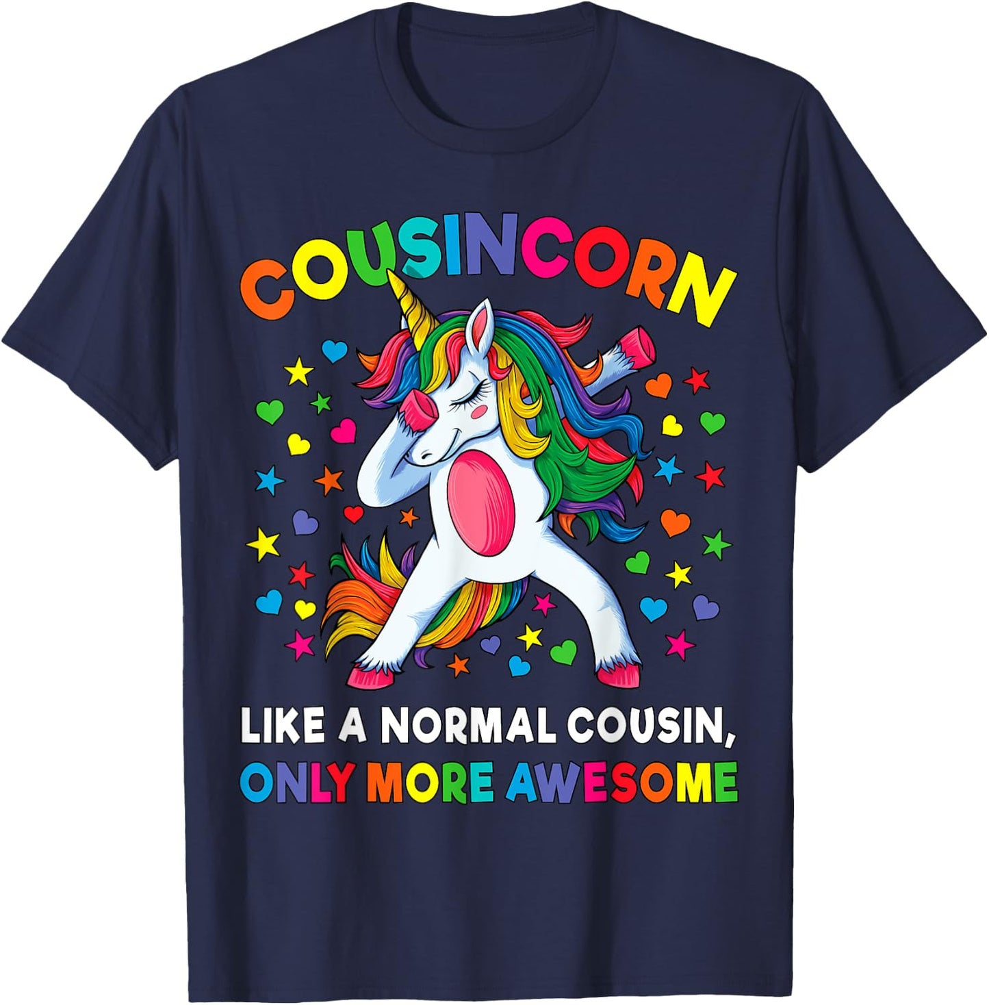 Cousincorn Like A Cousin Only Awesome Dabbing Unicorn T-Shirt - T-Shirt | Navy