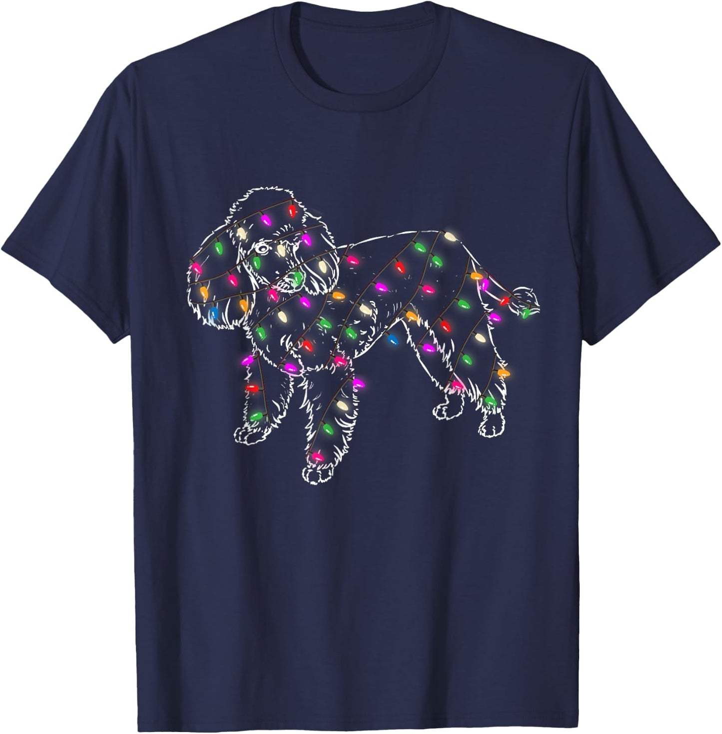 Funny Poodle Dogs Light Christmas Pet Animal Dog Gifts Men Women Kids T-Shirt - T-Shirt | Navy