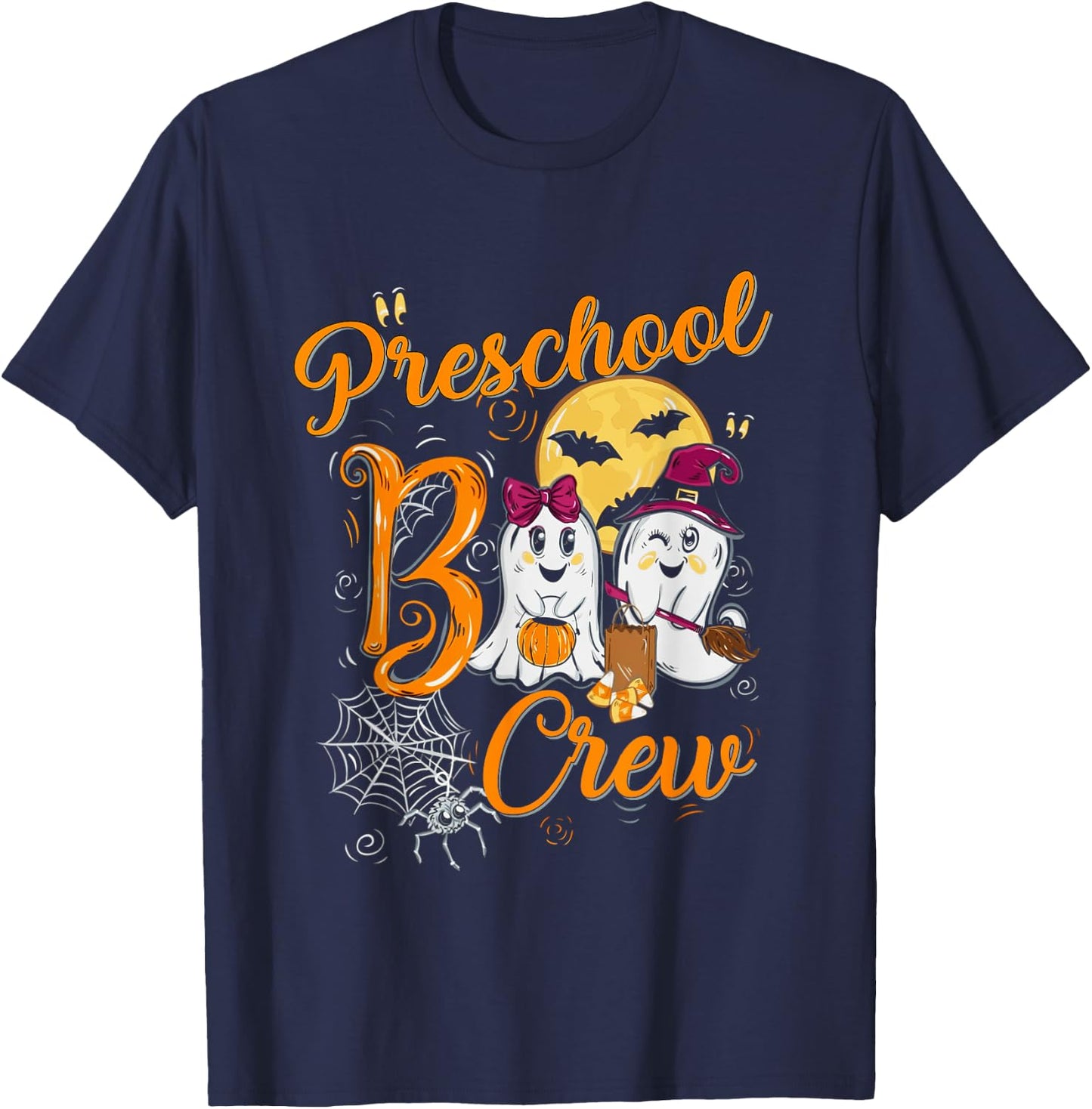 Cute Halloween Costume Preschool Boo Crew Preschool Kids T-Shirt - T-Shirt | Navy