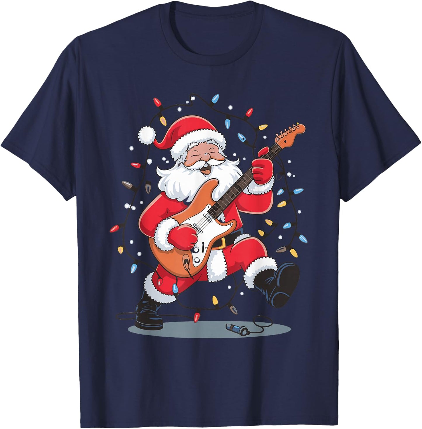 Santa Playing Guitar T-Shirt - T-Shirt | Navy