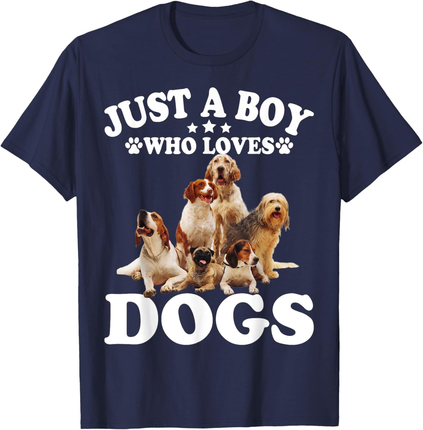 Just A Boy Who Loves Dogs Shirt For Kids Boys Puppies Dogs T-Shirt - T-Shirt | Navy