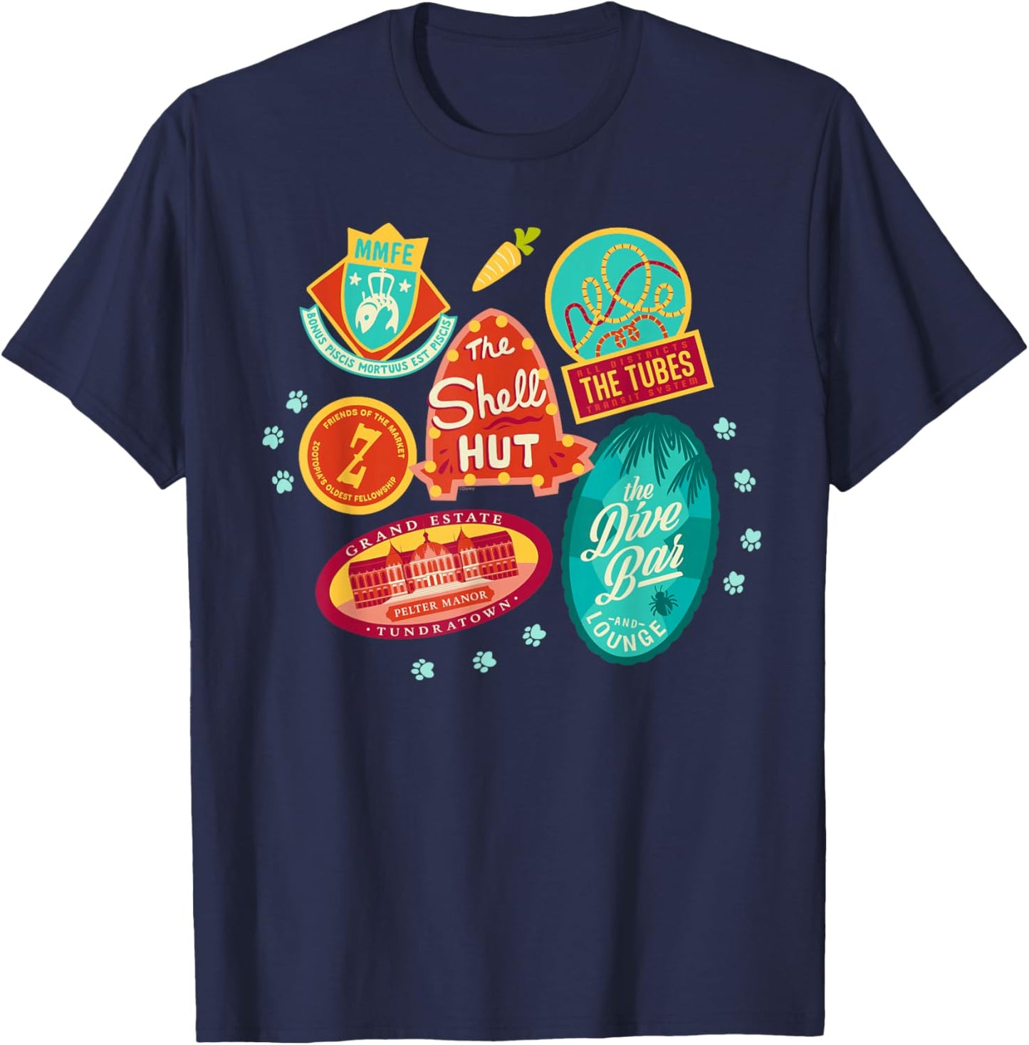 Disney Zootopia 2 Nick & Judy's City Tour Locations T-Shirt - T-Shirt | Navy