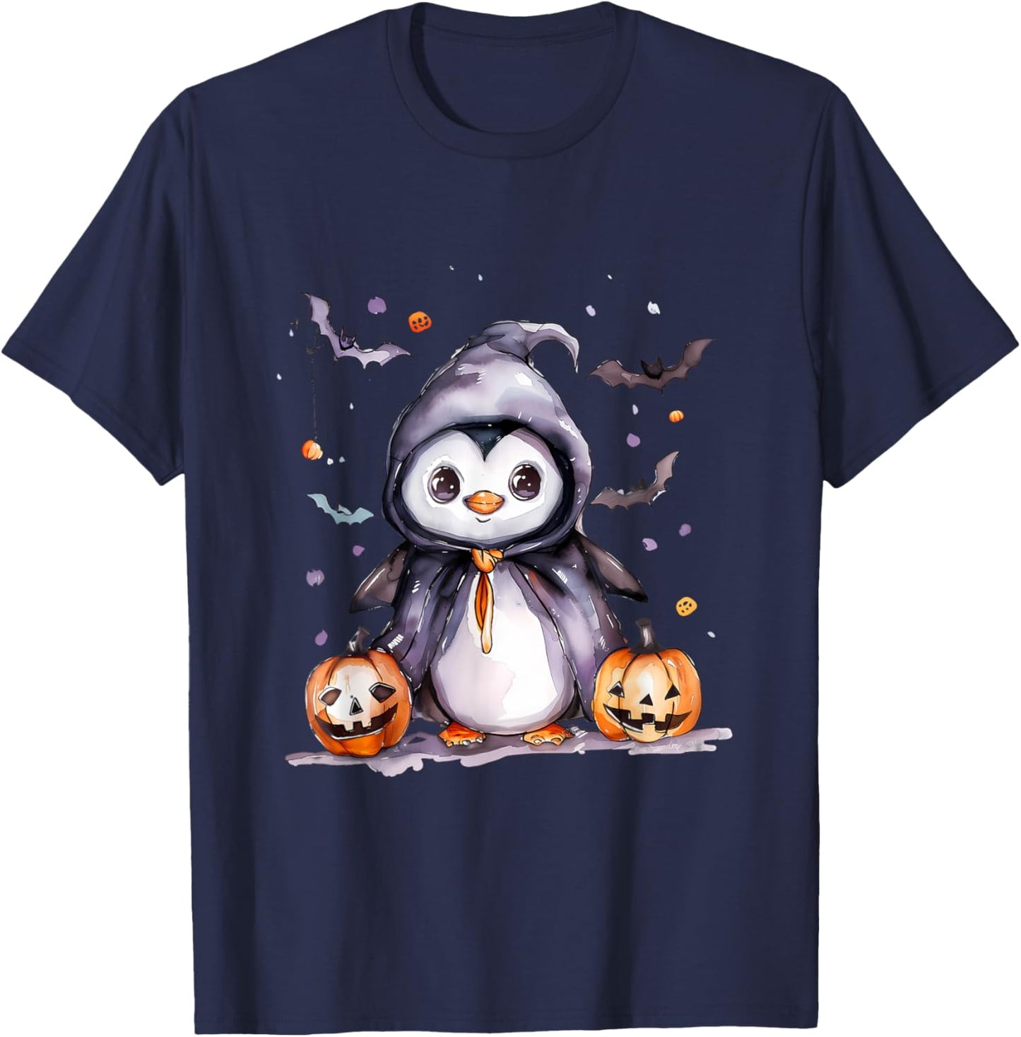 Cute Penguin Witchcraft Halloween Costume Pumpkin Lantern T-Shirt - T-Shirt | Navy