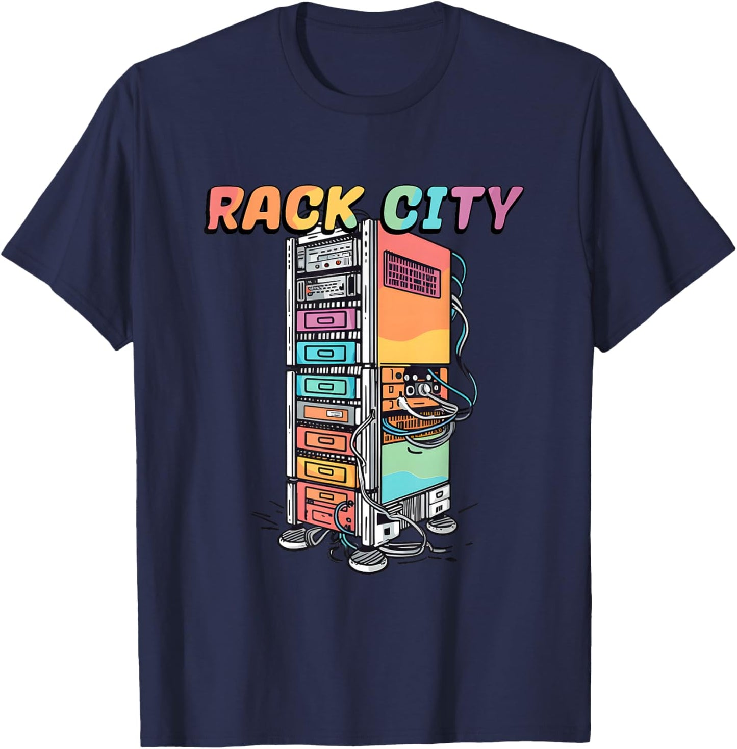 Rack City Network Server Rack - Network Engineer Homelab T-Shirt - T-Shirt | Navy