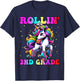 2nd Grade Back To School First Day Girl Rollin Unicorn T-Shirt - T-Shirt | Navy