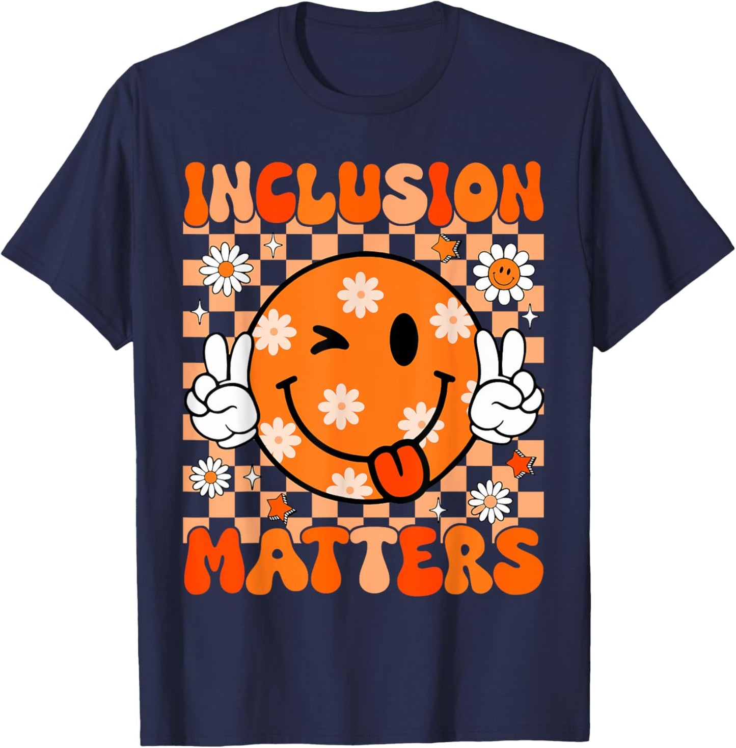 Groovy Inclusion Matters Special Education Teacher Sped T-Shirt - T-Shirt | Navy