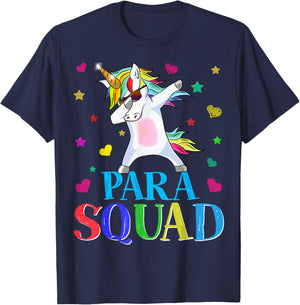 Para Squad Dabbing Unicorn Paraprofessional Teacher Gifts Women Girls Kids T-Shirt - T-Shirt | Navy