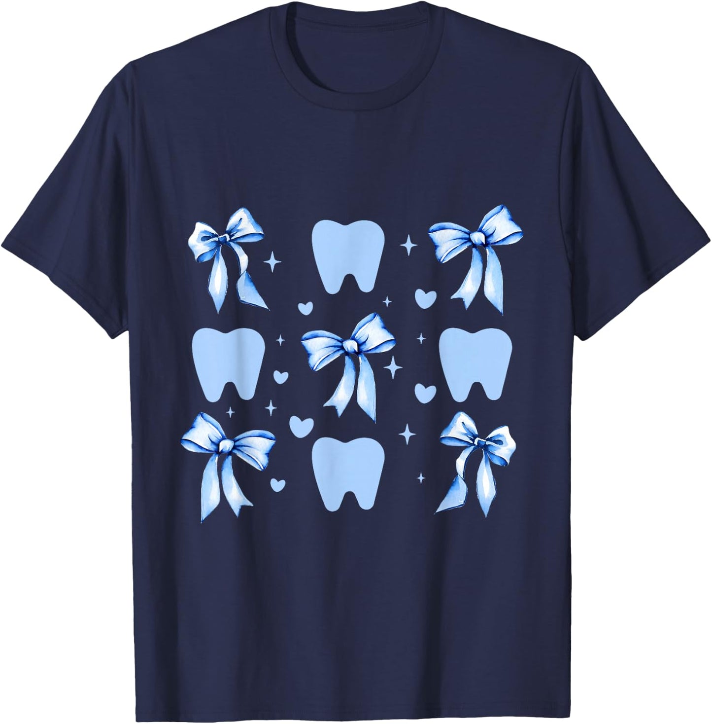 Cute Tooth Dental Assistant Coquette Bow Hygiene Oral RDH T-Shirt - T-Shirt | Navy