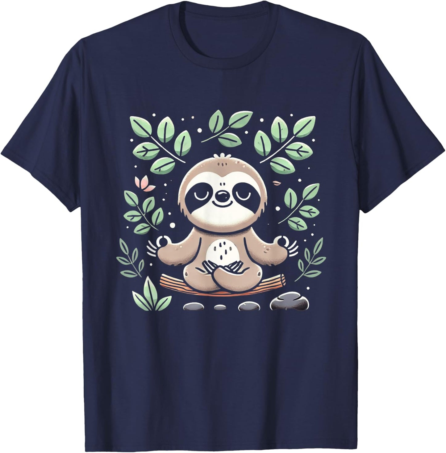 Cute Funny Sloth Meditating Meditation Peace Zen Sloth T-Shirt - T-Shirt | Navy