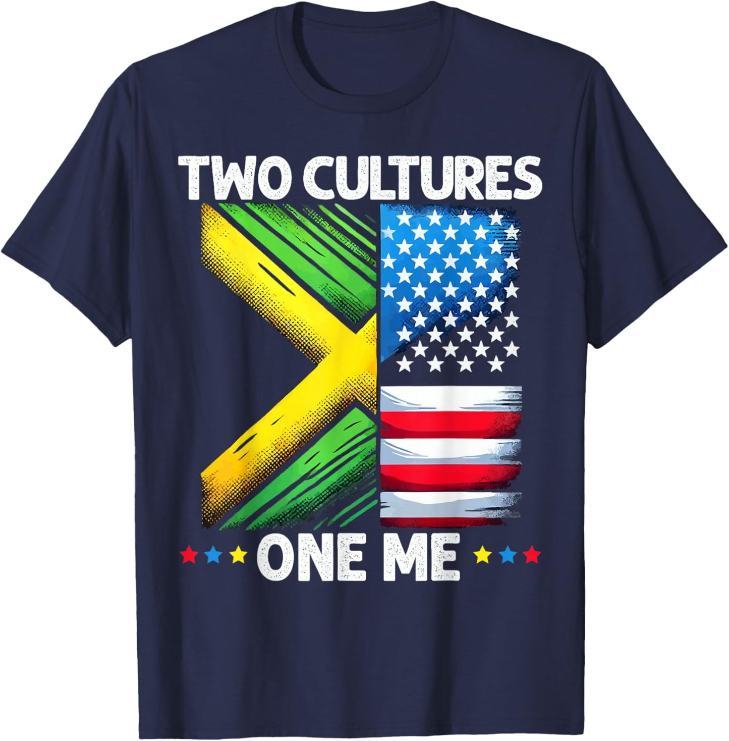 Half Jamaican Half American USA Flag Jamaica America T-Shirt - T-Shirt | Navy