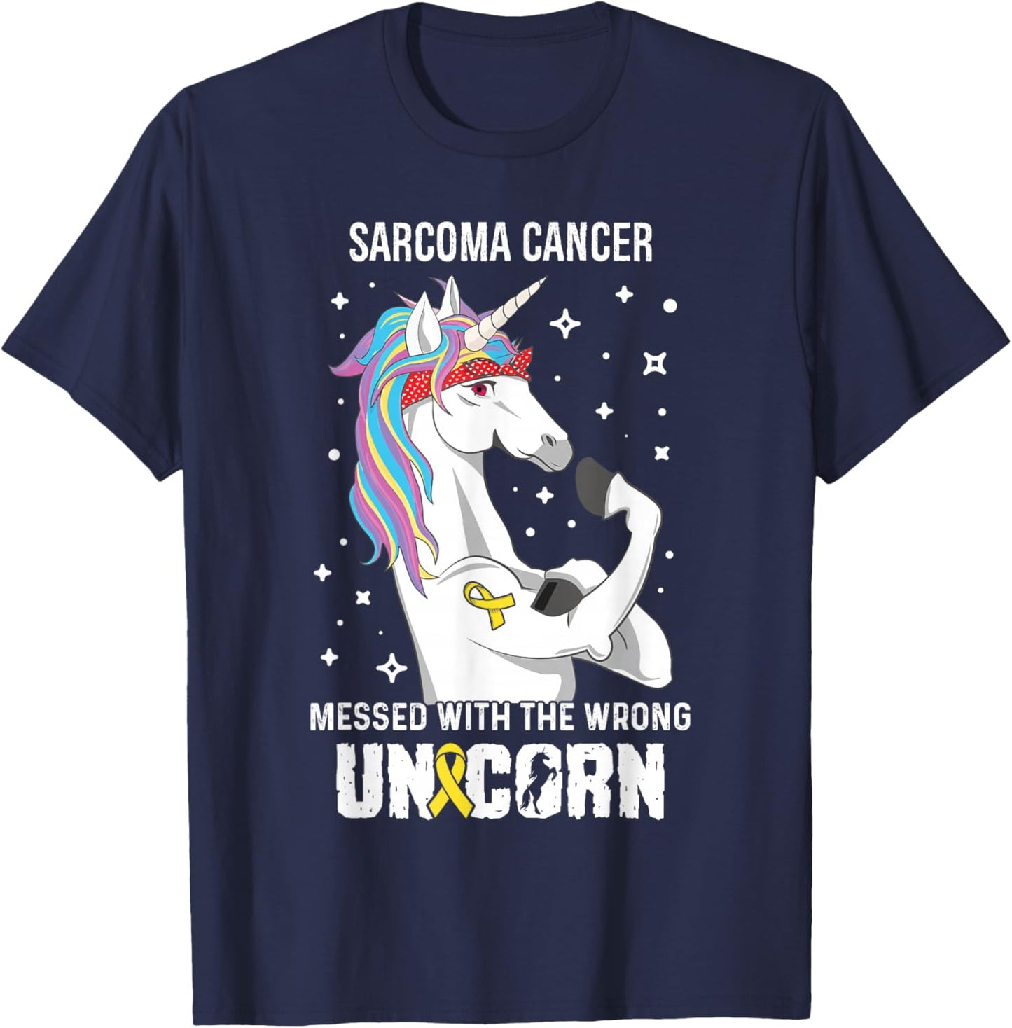 Wrong Unicorn- Sarcoma Cancer Awareness Supporter Ribbon T-Shirt - T-Shirt | Navy