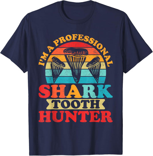 Shark Teeth Fossils Collector Hunter Megalodon Tooth T-Shirt - T-Shirt | Navy