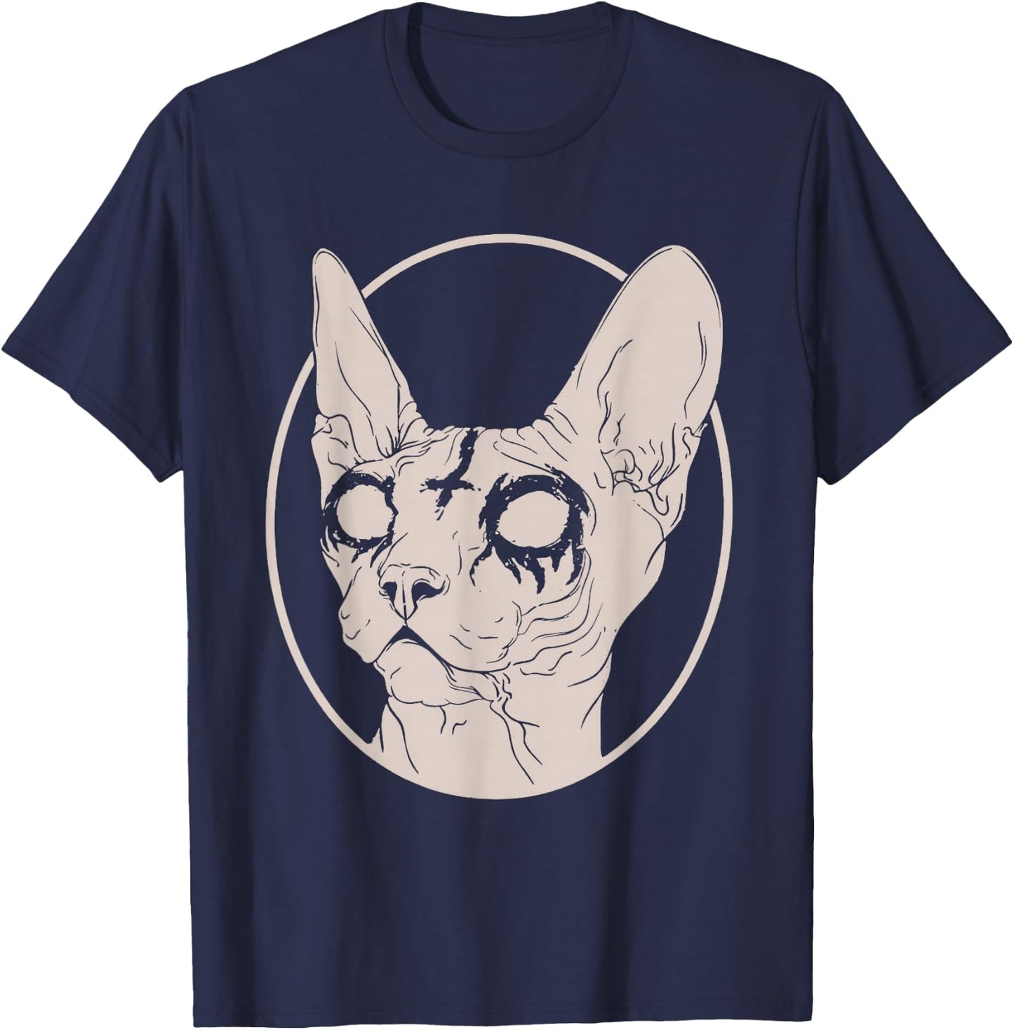 Death Metal Sphynx Cat, Satanic Clothing Women T-Shirt - T-Shirt | Navy