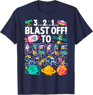 Space 321 Blast Off To Middle School Graduation Matching T-Shirt - T-Shirt | Navy