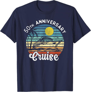 50th Wedding Anniversary Cruise Romantic Anniversaries T-Shirt - T-Shirt | Navy