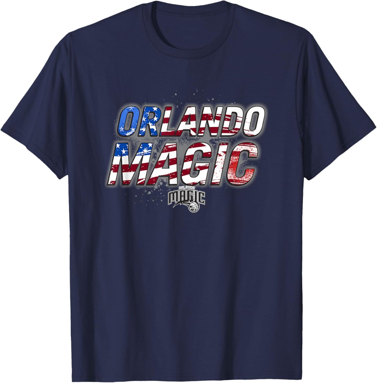 NBA Orlando Magic American Flag Distressed Paint Spill T-Shirt - T-Shirt | Navy