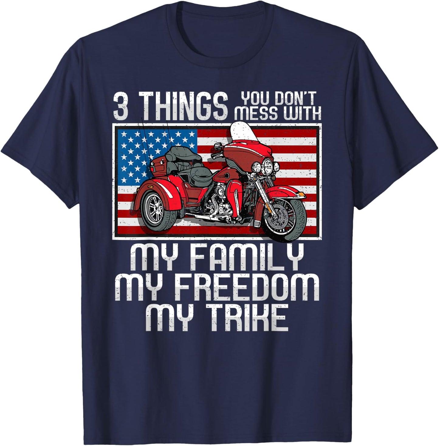 Motorcycle Trike American Biker Rules T-Shirt - T-Shirt | Navy