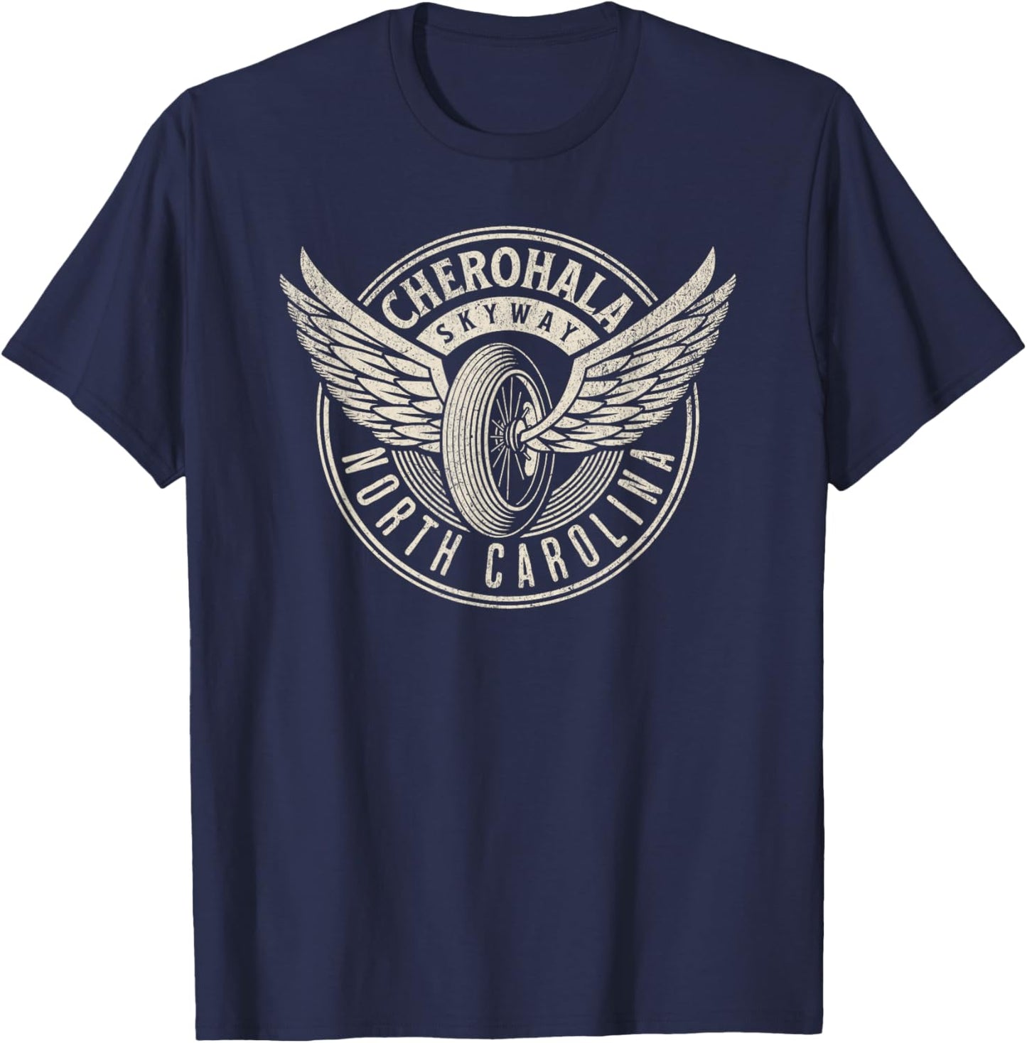 Cherohala Skyway North Carolina Motorcycle Biker Trail T-Shirt - T-Shirt | Navy