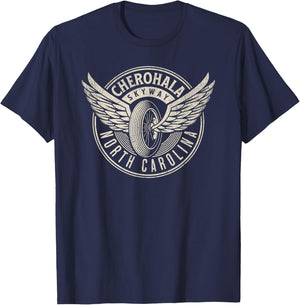 Cherohala Skyway North Carolina Motorcycle Biker Trail T-Shirt - T-Shirt | Navy