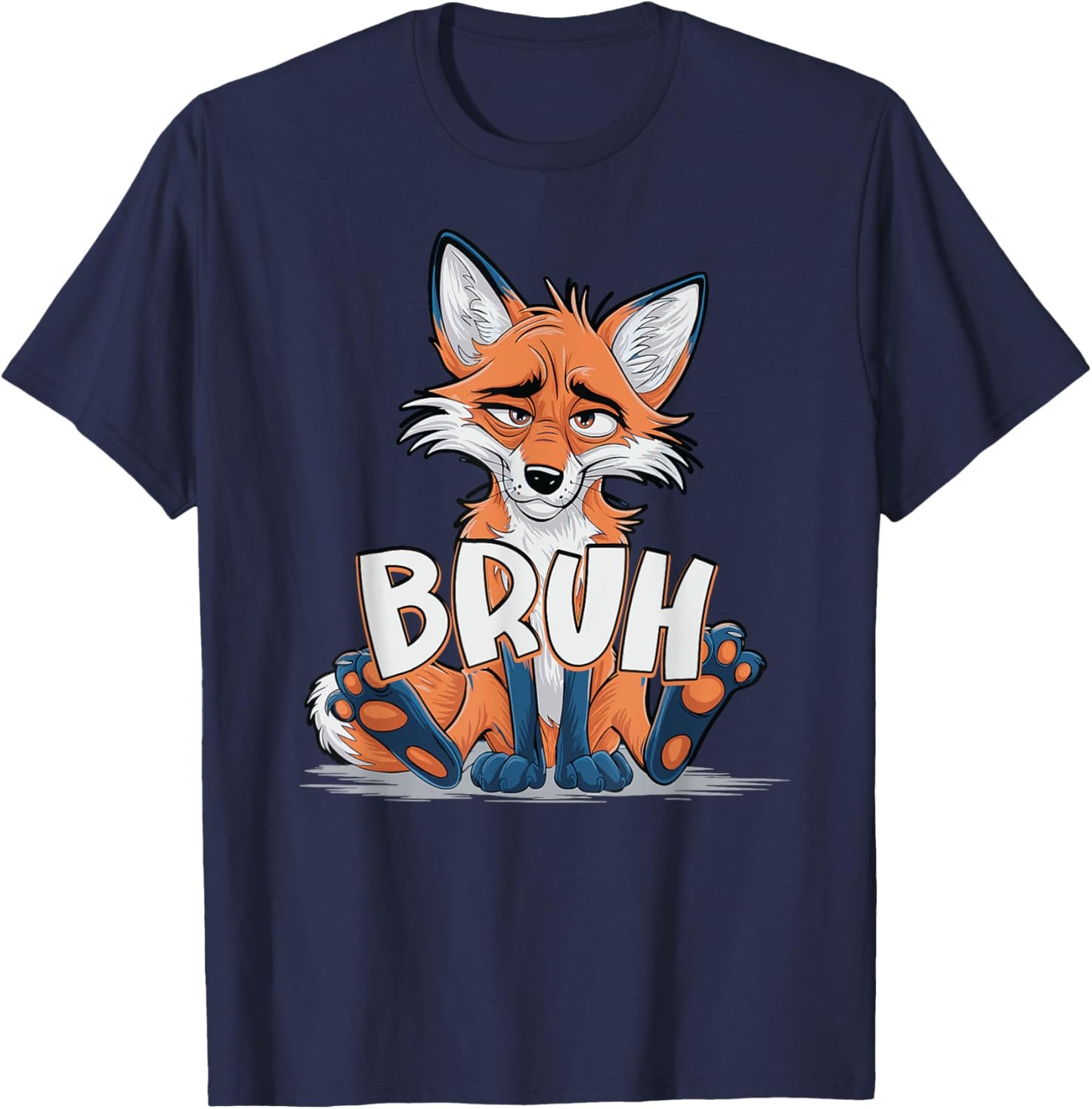 Funny Meme Saying Bruh Fox Graphic Boys Teens T-Shirt - T-Shirt | Navy