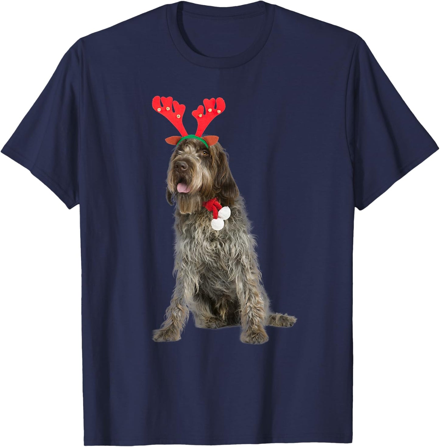 Wirehaired Pointing Griffon Reindeer Christmas Dog Men Women Kids T-Shirt - T-Shirt | Navy
