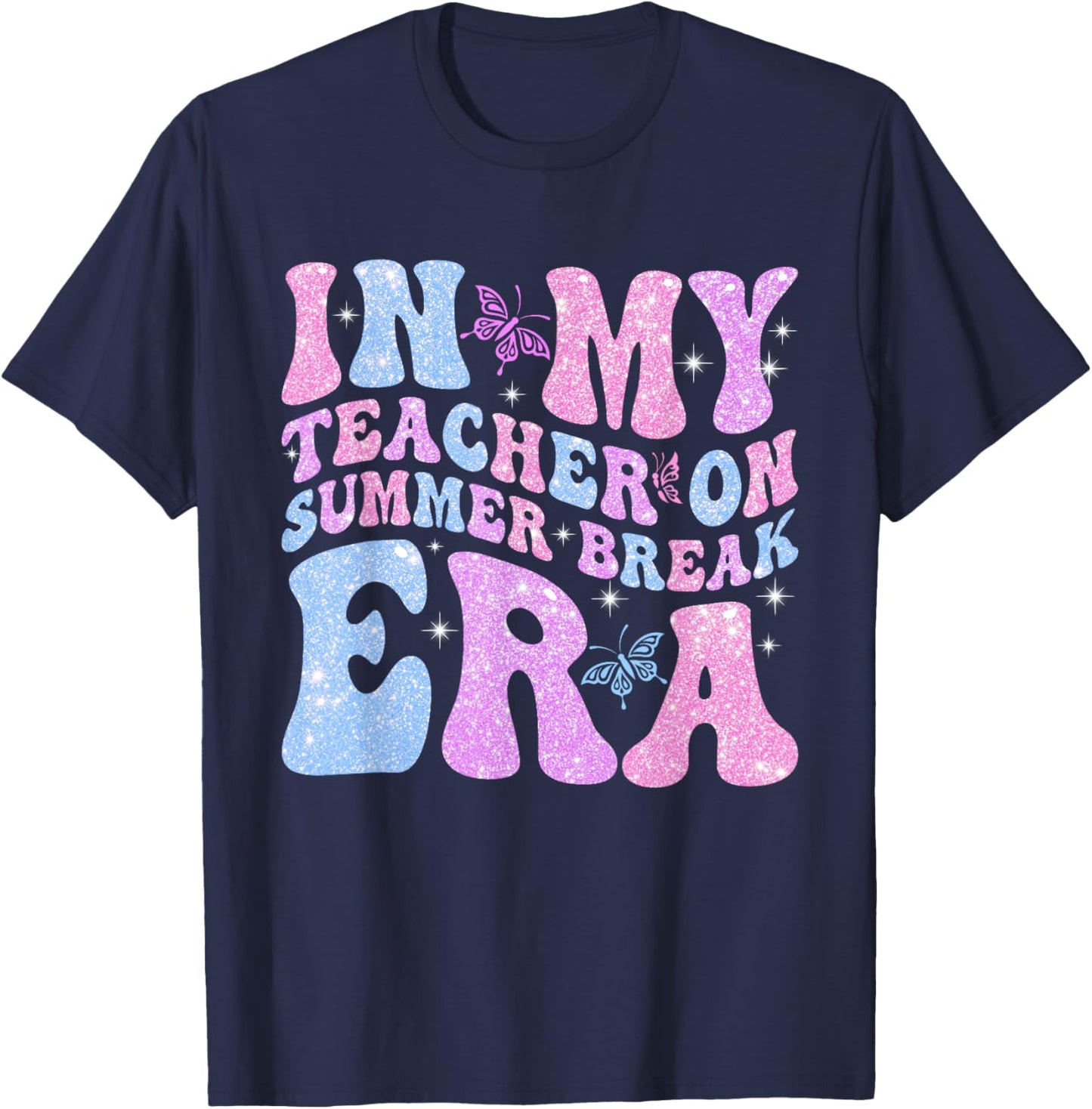 In My Teacher On Summer Break Era Groovy Summer Vibe Teacher Men Women T-Shirt - T-Shirt | Navy