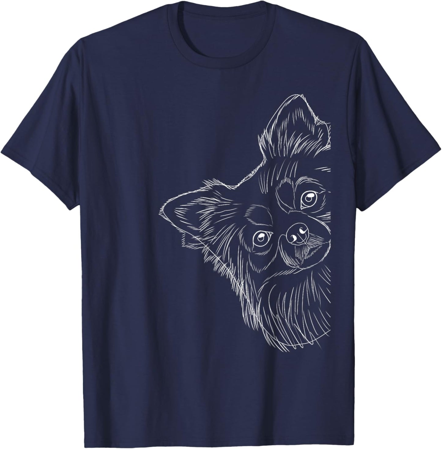 Longhaired Chihuahua Designs Funny Dog , -Kids, Black, Small, Short Sleeve T-Shirt - T-Shirt | Navy