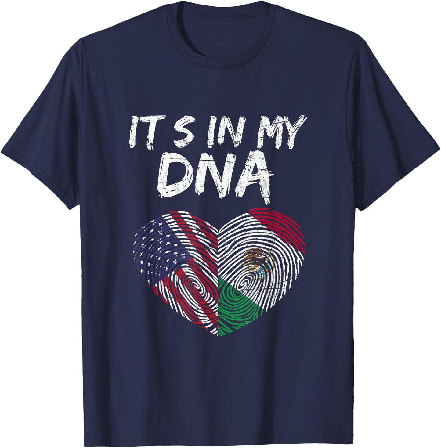 DNA USA Flag American Mexican Flag Mexico T-Shirt - T-Shirt | Navy