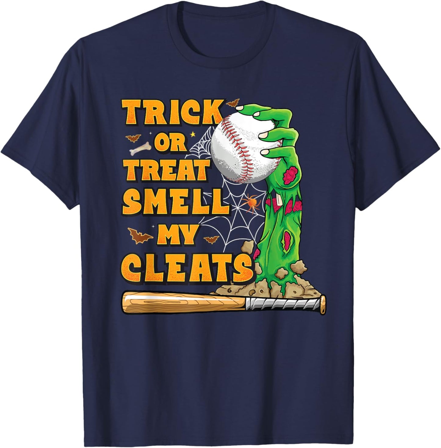 Zombie Hands Holding Baseball Funny Scary Halloween Costume T-Shirt - T-Shirt | Navy