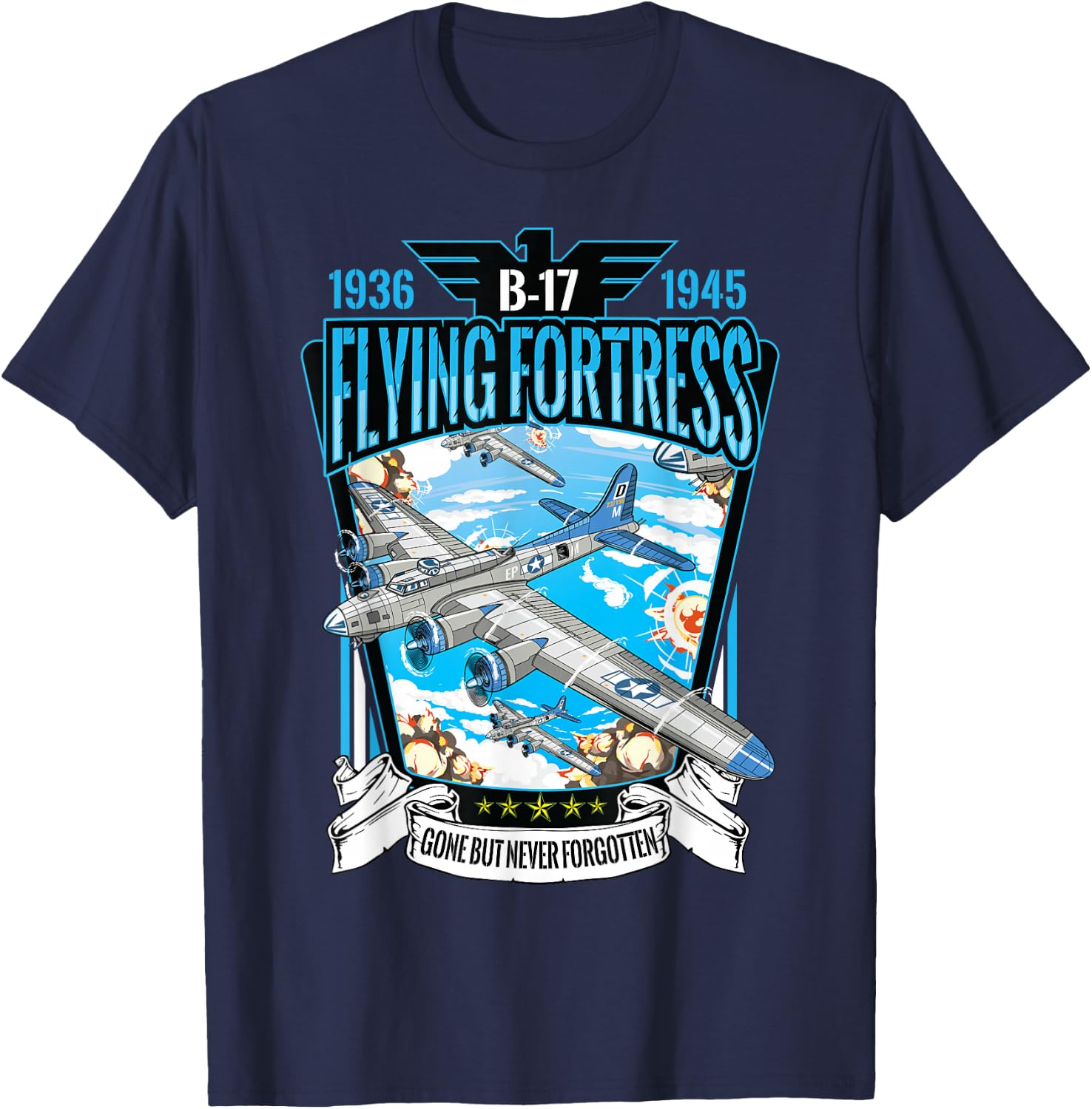American B17 Flying Fortress WW2 T-Shirt - T-Shirt | Navy