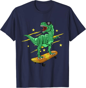 Skating Dinosaur Skateboard T-Shirt - T-Shirt | Navy